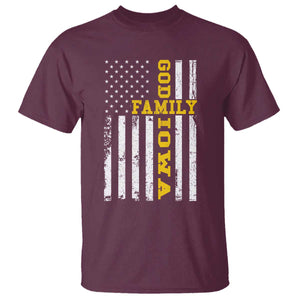 God Family Iowa T Shirt IA State Game Day Christian American Flag
