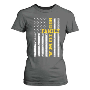 God Family Iowa T Shirt For Women IA State Game Day Christian American Flag
