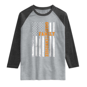 God Family Tennessee Raglan Shirt TN Game Day Christian American Flag