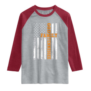 God Family Tennessee Raglan Shirt TN Game Day Christian American Flag