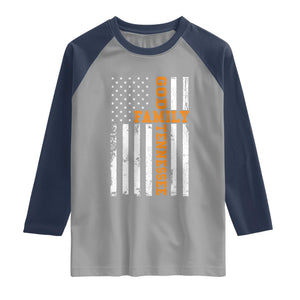 God Family Tennessee Raglan Shirt TN Game Day Christian American Flag