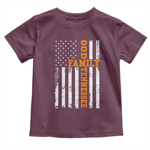 God Family Tennessee Toddler T Shirt TN Game Day Christian American Flag