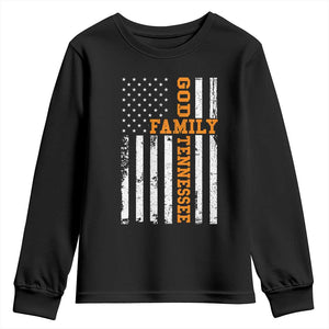 God Family Tennessee Youth Sweatshirt TN Game Day Christian American Flag