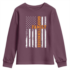 God Family Tennessee Youth Sweatshirt TN Game Day Christian American Flag