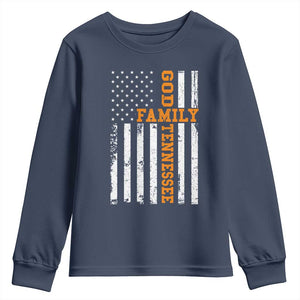 God Family Tennessee Youth Sweatshirt TN Game Day Christian American Flag