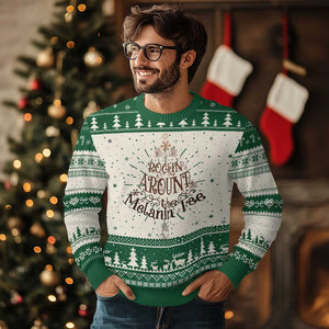 Christmas African American Ugly Christmas Sweater Rockin' Around The Melanin Tree Xmas TS11 Green Print Your Wear