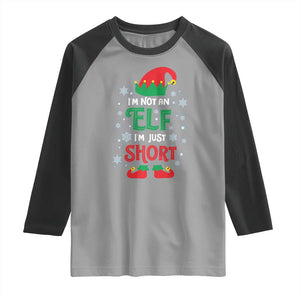 Funny Christmas Elf Raglan Shirt I'm Not An Elf I'm Just Short Snowflakes TS11 Sport Gray Black Print Your Wear