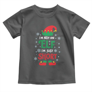 Funny Christmas Elf Toddler T Shirt I'm Not An Elf I'm Just Short Snowflakes TS11 Dark Heather Print Your Wear