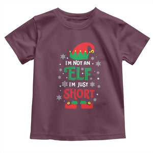 Funny Christmas Elf Toddler T Shirt I'm Not An Elf I'm Just Short Snowflakes TS11 Maroon Print Your Wear