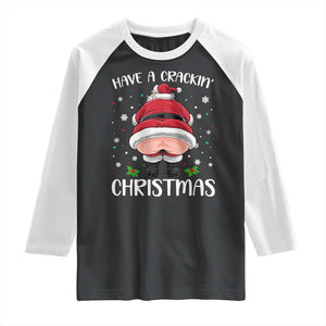 Funny Christmas Santa Raglan Shirt Have A Crackin Xmas TS11 Black White Print Your Wear