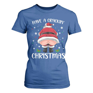 Funny Christmas Santa T Shirt For Women Have A Crackin Xmas TS11 Royal Blue Print Your Wear