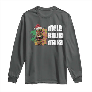 Christmas In Hawaii Long Sleeve Shirt Mele Kalikimaka Tiki Hibiscus Flower Santa Hat TS11 Dark Heather Print Your Wear