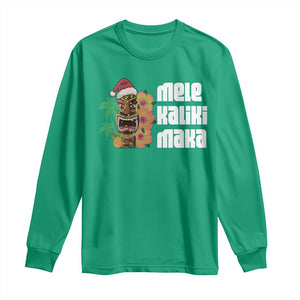Christmas In Hawaii Long Sleeve Shirt Mele Kalikimaka Tiki Hibiscus Flower Santa Hat TS11 Irish Green Print Your Wear