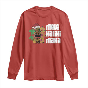 Christmas In Hawaii Long Sleeve Shirt Mele Kalikimaka Tiki Hibiscus Flower Santa Hat TS11 Red Print Your Wear