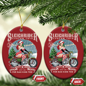 Xmas Female Santa Motorcycle Christmas Ornament Sleighrider Custom Toys For Bad Kids Too TS11 Oval Red Print Your Wear