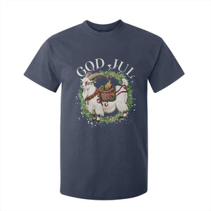 God Jul T Shirt For Kid Yule Goat Christmas Wreath Winter Solstice TS11 Navy Print Your Wear