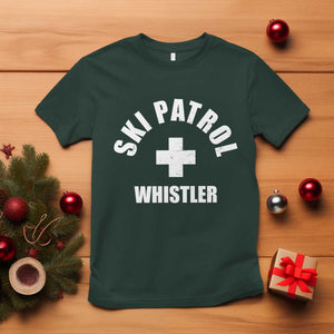 Ski Patrol Whistler T Shirt Winter Slopes Skiing Snowboarding TS11 Dark Forest Green Print Your Wear