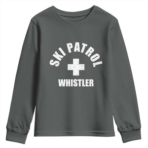 Ski Patrol Whistler Youth Sweatshirt Winter Slopes Skiing Snowboarding TS11 Dark Heather Print Your Wear