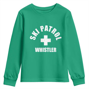 Ski Patrol Whistler Youth Sweatshirt Winter Slopes Skiing Snowboarding TS11 Irish Green Print Your Wear
