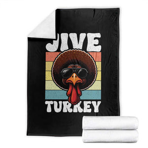 Funny Jive Thanksgiving Turkey Day Throw Blanket Retro Afro Black Turkey TS11 Black Print Your Wear