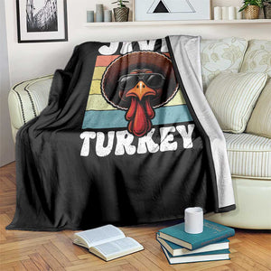 Funny Jive Thanksgiving Turkey Day Throw Blanket Retro Afro Black Turkey TS11 Print Your Wear