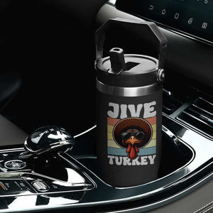 Funny Jive Thanksgiving Turkey Day Flip Straw Tumbler Retro Afro Black Turkey TS11 Print Your Wear
