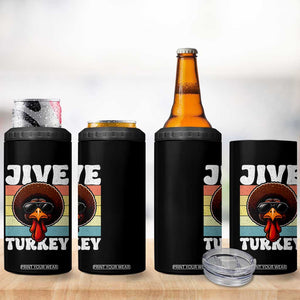 Funny Jive Thanksgiving Turkey Day 4 in 1 Can Cooler Tumbler Retro Afro Black Turkey TS11 Print Your Wear