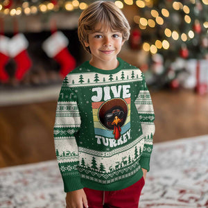 Funny Jive Thanksgiving Turkey Day Ugly Christmas Sweater Retro Afro Black Turkey TS11 Forest Green Beige Print Your Wear