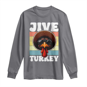 Funny Jive Thanksgiving Turkey Day Long Sleeve Shirt Retro Afro Black Turkey TS11 Charcoal Print Your Wear