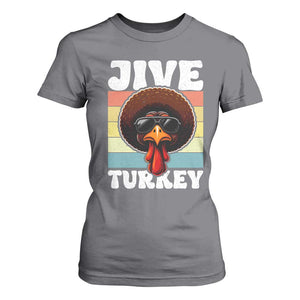 Funny Jive Thanksgiving Turkey Day T Shirt For Women Retro Afro Black Turkey TS11 Charcoal Print Your Wear
