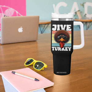Funny Jive Thanksgiving Turkey Day Tumbler With Handle Retro Afro Black Turkey TS11 Print Your Wear