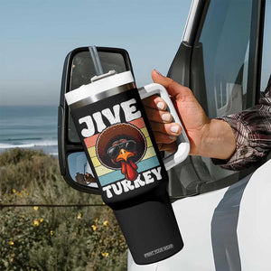 Funny Jive Thanksgiving Turkey Day Tumbler With Handle Retro Afro Black Turkey TS11 Print Your Wear