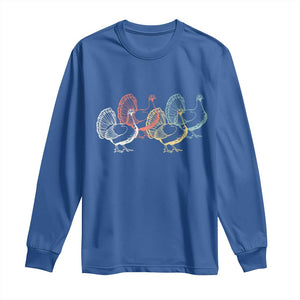 Thanksgiving Turkey Day Retro Poultry Holiday Long Sleeve Shirt TS11 Royal Blue Print Your Wear
