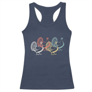 Thanksgiving Turkey Day Retro Poultry Holiday Racerback Tank Top TS11 Navy Print Your Wear