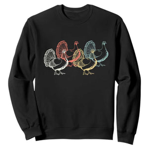 Thanksgiving Turkey Day Retro Poultry Holiday Sweatshirt TS11 Black Print Your Wear