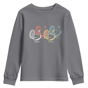 Thanksgiving Turkey Day Retro Poultry Holiday Youth Sweatshirt TS11 Charcoal Print Your Wear