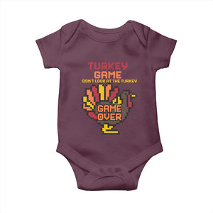 Funny Thanksgiving Turkey Baby Onesie Turkey Game Dont Look At The Turkey TS11 Maroon Print Your Wear