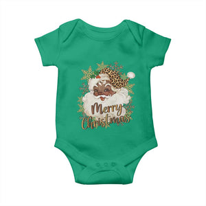 Funny Retro Black Santa Merry Christmas Leopard Baby Onesie TS11 Irish Green Print Your Wear