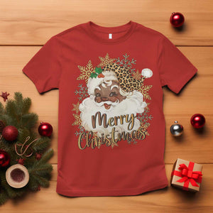 Funny Retro Black Santa Merry Christmas Leopard T Shirt TS11 Red Print Your Wear