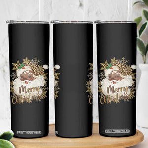 Funny Retro Black Santa Merry Christmas Leopard Skinny Tumbler TS11 Print Your Wear