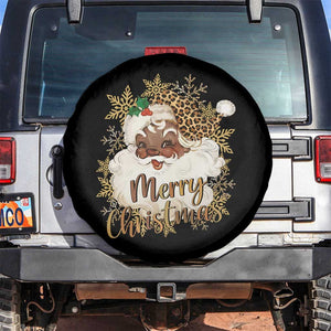 Funny Retro Black Santa Merry Christmas Leopard Spare Tire Cover TS11 No hole Black Print Your Wear
