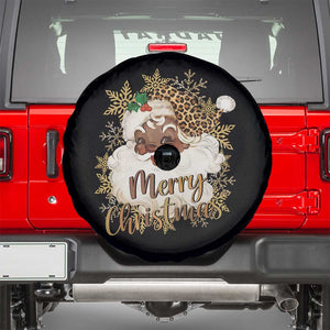 Funny Retro Black Santa Merry Christmas Leopard Spare Tire Cover TS11 Black Print Your Wear