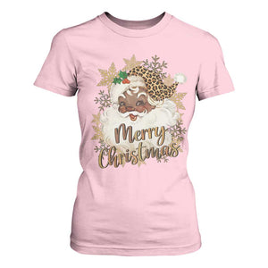 Funny Retro Black Santa Merry Christmas Leopard T Shirt For Women TS11 Light Pink Print Your Wear