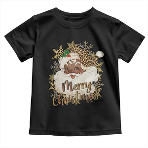Funny Retro Black Santa Merry Christmas Leopard Toddler T Shirt TS11 Black Print Your Wear