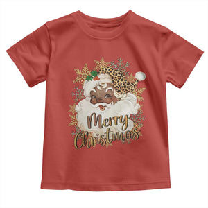 Funny Retro Black Santa Merry Christmas Leopard Toddler T Shirt TS11 Red Print Your Wear