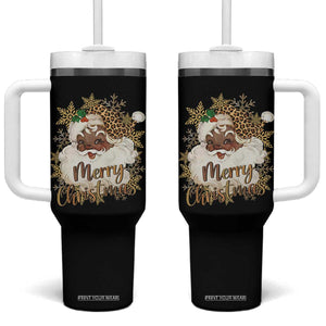 Funny Retro Black Santa Merry Christmas Leopard Tumbler With Handle TS11 One Size: 40 oz Black Print Your Wear