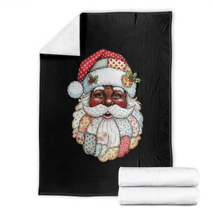 African American Christmas Retro Patchwork Black Santa Throw Blanket TS11 Black Print Your Wear