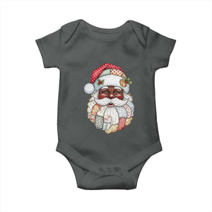 African American Christmas Retro Patchwork Black Santa Baby Onesie TS11 Dark Heather Print Your Wear