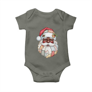 African American Christmas Retro Patchwork Black Santa Baby Onesie TS11 Military Green Print Your Wear