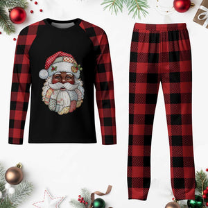 African American Christmas Retro Patchwork Black Santa Plaid Pajama Set TS11 Buffalo Plaid Print Your Wear